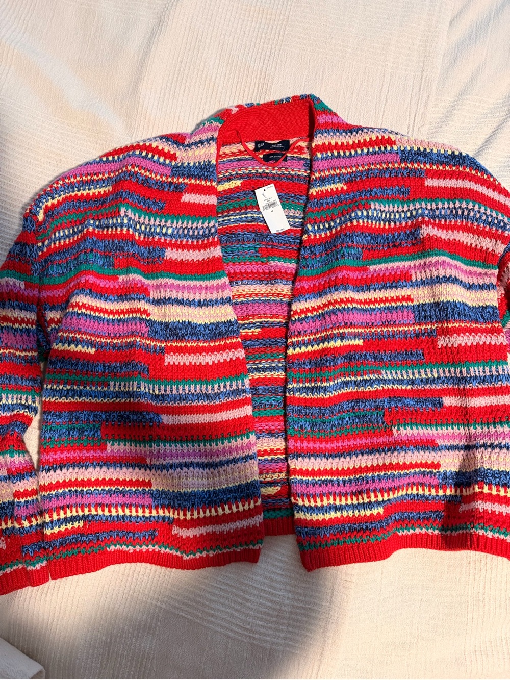 Colorful Multistripe Open-Front Women's Sweater Cardigan